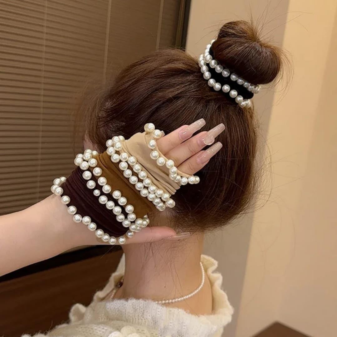 ๐๐ค bownbelle korean pearl scrunchies set for girls โ elegant beaded hair ties for high ponytails & ball buns (5 pcs) โจ๐ซ ๐๐ค bownbelle korean pearl scrunchies set for girls โ elegant beaded hair ties for high ponytails & ball buns (5 pcs) โจ๐ซ
