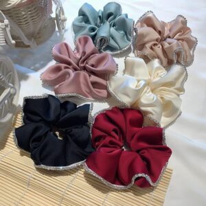 ๐โจ bownbelle premium organza lace scrunchies for women โ elegant & trendy hair accessories (pack of 6) ๐ธ๐ซ