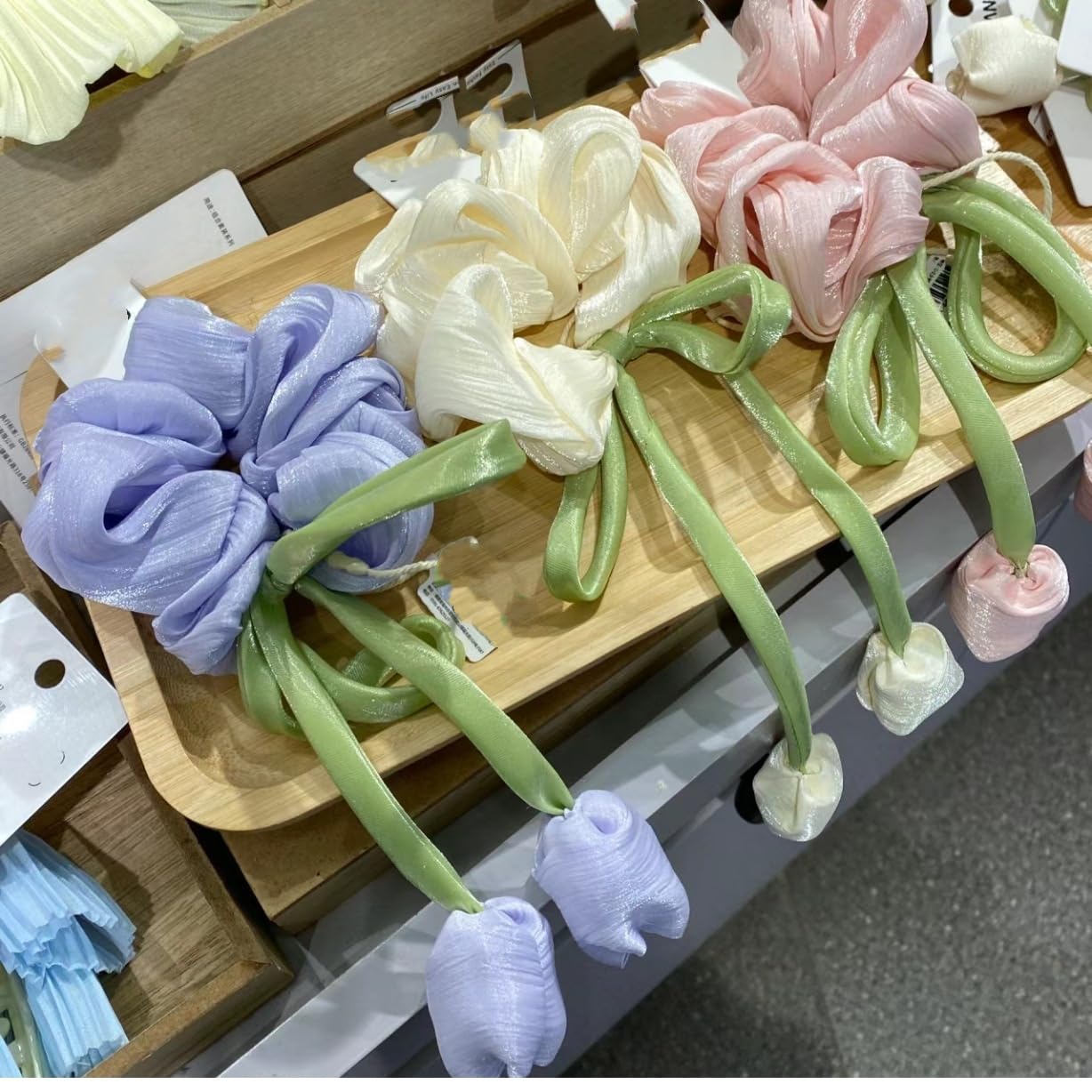 ๐ท๐ bownbelle soft satin tulip hair scrunchies for girls & women โ elegant floral hanging hair ties (pack of 3) โจ๐ ๐ท๐ bownbelle soft satin tulip hair scrunchies for girls & women โ elegant floral hanging hair ties (pack of 3) โจ๐