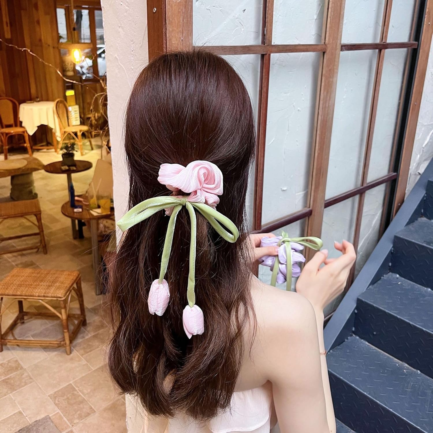 ๐ท๐ bownbelle soft satin tulip hair scrunchies for girls & women โ elegant floral hanging hair ties (pack of 3) โจ๐ ๐ท๐ bownbelle soft satin tulip hair scrunchies for girls & women โ elegant floral hanging hair ties (pack of 3) โจ๐